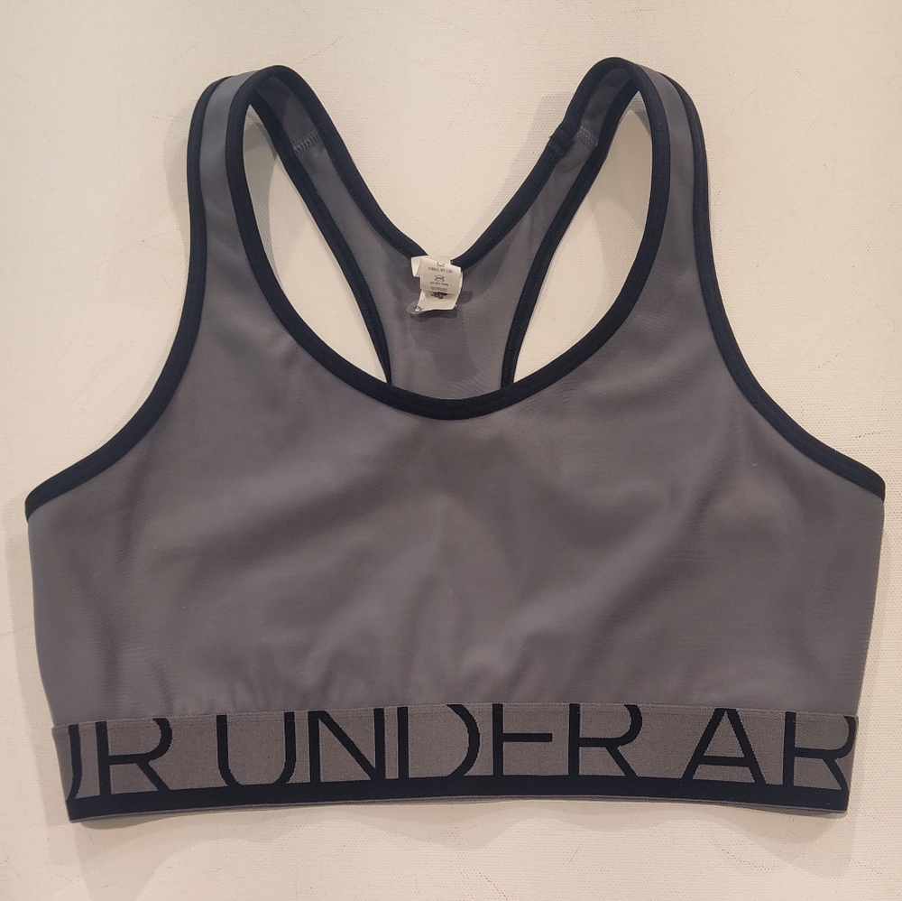 Under Armour Sports Bra Compression Heat Gear Racerback Women's Size Medium Gray